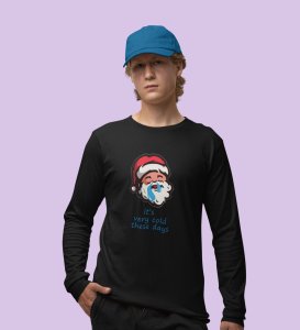Sneezy Santa: Funny & Cute DesignerFull Sleeve T-shirt Black Perfect Gift For Secret Santa