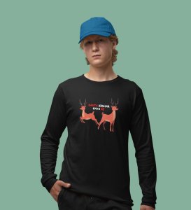 Find The Santa: Cute DesignerFull Sleeve T-shirt For Kids Black Best Gift For Kids