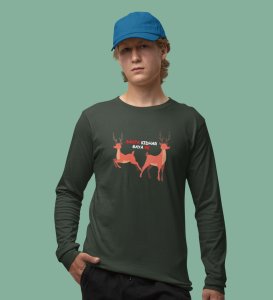 Find The Santa: Cute DesignerFull Sleeve T-shirt For Kids Green Best Gift For Kids