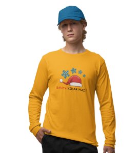 Where Did Santa Go?: Best DesignerFull Sleeve T-shirt Yellow Best Gift For Boys Girls