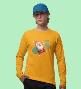 Santa Distributing Gifts: Best DesignerFull Sleeve T-shirt For Christmas YellowMost Liked Gift For Boys Girls