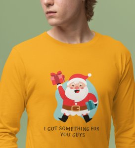 Christmas Bells With Santa's Gift: Best DesignedFull Sleeve T-shirt Yellow Unique Gift For Secret Santa