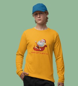 Lovely Santa: Cute And Beautiful DesignedFull Sleeve T-shirt Yellow Best Gift For Boys Girls