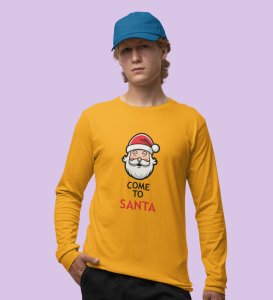 Santa Is Calling: DesignerFull Sleeve T-shirt Yellow Best Gift For Boys Girls