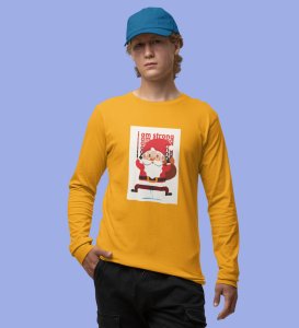 Angry Young Santa: Cute Santa DesignedFull Sleeve T-shirt Yellow Unique Gift For Secret Santa