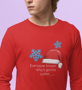 Santa Distributing Gifts: Best DesignerFull Sleeve T-shirt For Christmas RedMost Liked Gift For Boys Girls