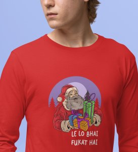Santa's Bestfriend: Cute DesignerFull Sleeve T-shirt RedBest Gift For Boys Girls