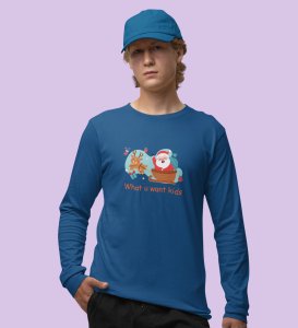 Santa's Sledge: Most Liked DesignedFull Sleeve T-shirt Blue Best Gift For Boys Girls