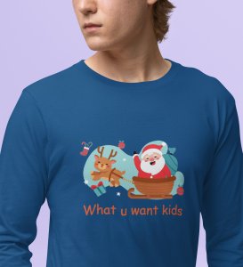 Santa's Sledge: Most Liked DesignedFull Sleeve T-shirt Blue Best Gift For Boys Girls