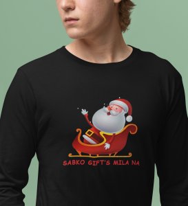 Lovely Santa: Cute And Beautiful DesignedFull Sleeve T-shirt Black Best Gift For Boys Girls