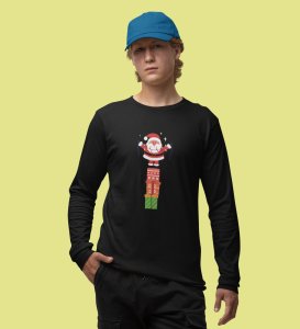 Santa With His Gifts: Most Uniquely DesignedFull Sleeve T-shirt Black Best Gift For Boys Girls