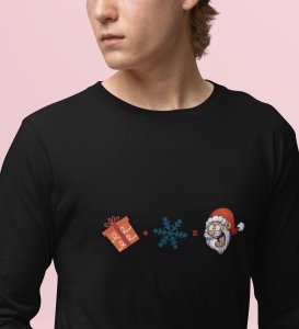 Gift + Winter = Santa: Unique DesignedFull Sleeve T-shirt Black Best Gift For Christmas Eve