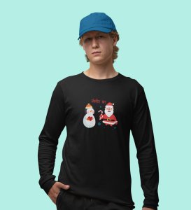 Santa's Lovestory: Romantic DesignerFull Sleeve T-shirt Black Amazing Gift For Boys Girls