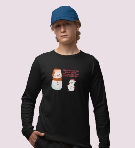 Snowman Sharmaji: Funny DesignerFull Sleeve T-shirt Black Perfect Gift For Secret Santa