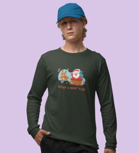 Santa's Sledge: Most Liked DesignedFull Sleeve T-shirt Green Best Gift For Boys Girls