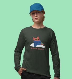 Stuck Santa In Chimney: Funniest DesignedFull Sleeve T-shirt: Cute Gift For Secret Santa