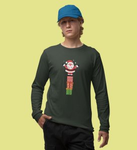 Santa With His Gifts: Most Uniquely DesignedFull Sleeve T-shirt Green Best Gift For Boys Girls