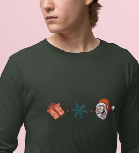 Gift + Winter = Santa: Unique DesignedFull Sleeve T-shirt Green Best Gift For Christmas Eve