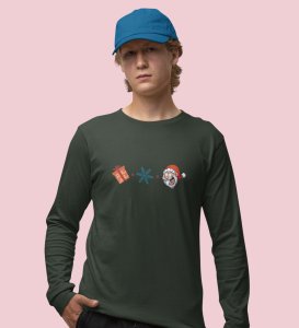 Gift + Winter = Santa: Unique DesignedFull Sleeve T-shirt Green Best Gift For Christmas Eve