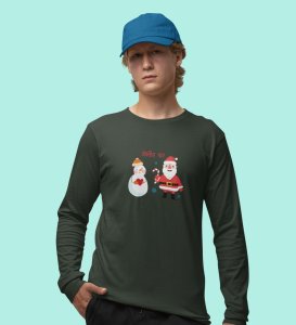Santa's Lovestory: Romantic DesignerFull Sleeve T-shirt Green Amazing Gift For Boys Girls