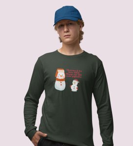 Snowman Sharmaji: Funny DesignerFull Sleeve T-shirt Green Perfect Gift For Secret Santa
