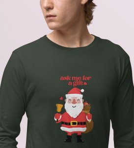 Generous Santa: Elegantly DesignedFull Sleeve T-shirt Green Best Gift For Boys Girls