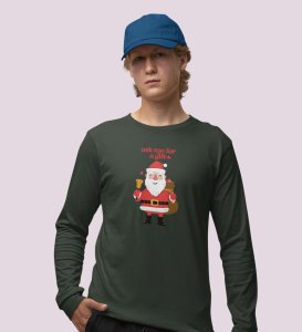 Generous Santa: Elegantly DesignedFull Sleeve T-shirt Green Best Gift For Boys Girls