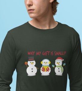 Snowman Talks: Cute DesignerFull Sleeve T-shirt Green Best Gift For Boys Girls