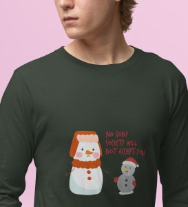 Society Against Santa: Unique DesignedFull Sleeve T-shirt Green Best Gifts For Secret Santa