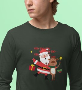 Happy Santa: Best DesignerFull Sleeve T-shirt Green Best Gift For Kids