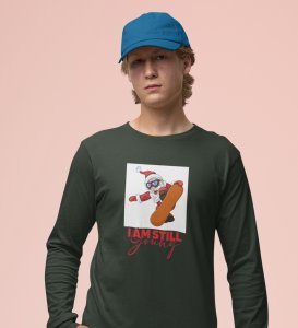Goofy & Young Santa:Best DesignerFull Sleeve T-shirt Green Perfect Gift For Boys Girls