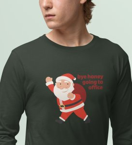 Employed Santa: Best DesignerFull Sleeve T-shirt Green Best Gift For Secret Santa
