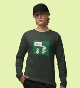 Prankster Santa: Funny DesignerFull Sleeve T-shirt Green Perfect Gift For Secret Santa