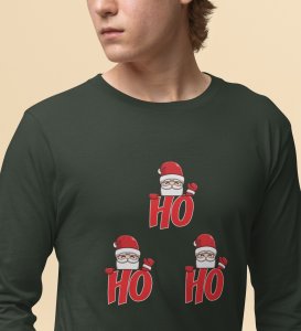 Santas Classic Laugh DesignFull Sleeve T-shirt ,Green Christmas Edition PrintedFull Sleeve T-shirt |Best Gift For Friends Family Boys Girls