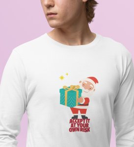 Gift Man Santa: Perfectly DesignedFull Sleeve T-shirt White Best Gift For Boys Girls