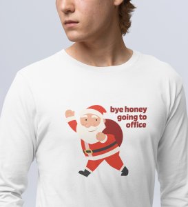 Employed Santa: Best DesignerFull Sleeve T-shirt White Best Gift For Secret Santa