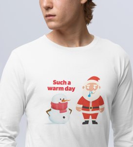 Sneezy Santa: Funny & Cute DesignerFull Sleeve T-shirt White Perfect Gift For Secret Santa