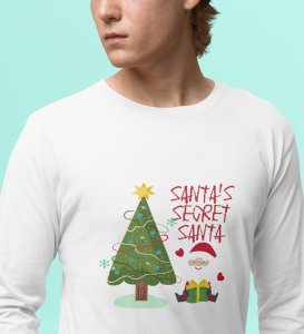 Santa's Secret Santa: Elegantly DesignedFull Sleeve T-shirt White Perfect Gift For Secret Santa