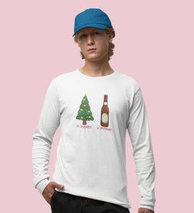 Christmas Cheer Later Chilled Beer: Humorously DesignedFull Sleeve T-shirt White Perfect Gift For Secret Santa