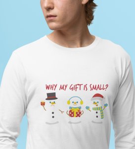 Snowman Talks: Cute DesignerFull Sleeve T-shirt White Best Gift For Boys Girls