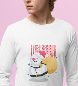 Summer Lover Snowman: Most Unique DesignerFull Sleeve T-shirt White Best Gift For Boys Girls