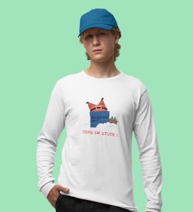 Stuck Santa In Chimney: Funniest DesignedFull Sleeve T-shirt: Cute Gift For Secret Santa