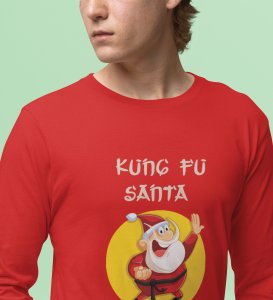 Kung Fu Santa: PerfectFull Sleeve T-shirt For Secret SantaRed Best Gift For Boys Girls