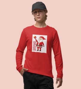 Funniest Santa : Funniest DesignerFull Sleeve T-shirt Red Perfect Gift For Kids