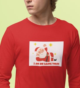 Vacational Santa: Humorously DesignedFull Sleeve T-shirt Red Best Gift For Secret Santa