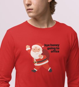 Employed Santa: Best DesignerFull Sleeve T-shirt Red Best Gift For Secret Santa
