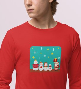 Santa's Squad: Cute DesignedFull Sleeve T-shirt Red Perfect Gift For kids
