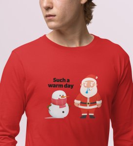 Sneezy Santa: Funny & Cute DesignerFull Sleeve T-shirt Red Perfect Gift For Secret Santa