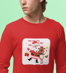 Happy Santa: Best DesignerFull Sleeve T-shirt Red Best Gift For Kids