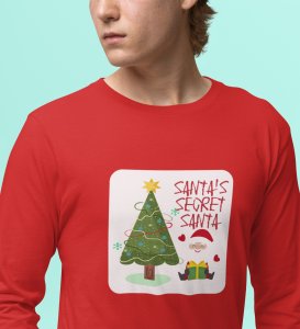 Santa's Secret Santa: Elegantly DesignedFull Sleeve T-shirt Red Perfect Gift For Secret Santa